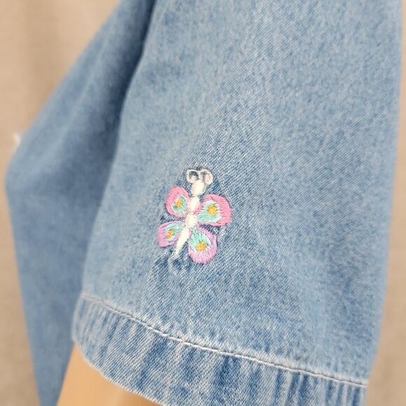 Bleu Bayou Vintage 90s Denim Dress with Daisy Patchwork Embroidery Cottagecore - Picture 8 of 10